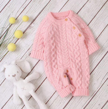将图片加载到图库查看器，Handmade Knitted Baby Clothes Long Sleeve Newborn Baby Romper Winter Spring Baby Girl Romper Jumpsuit For Boys and Girls
