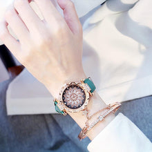 将图片加载到图库查看器，Women Elegant Popular Watch Set Starry Sky Ladies Bracelet Watch Casual Leather Sports Quartz Wristwatch For Women and Girls
