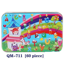 将图片加载到图库查看器，New 60 Pieces Wooden Puzzle Kids Toy Cartoon Animal Wooden Puzzles Child Early Educational Learning Toys for Christmas Gift
