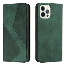 Load image into Gallery viewer, Luxury Blue Flip Wallet Case For iPhone 14 13 12 Mini Plus 11 Pro Magnetic Cards Phone Cover Magnetic PU Leather Phone Case Classic S-shaped Simple Flip Wallet Cover
