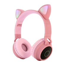 将图片加载到图库查看器，KIds Luxury Interesting Stevvex Portable Headset Wireless Bluetooth folding Headphones Headset Audio Adjustable Game Earphones With Microphone For PC phone (Pink)

