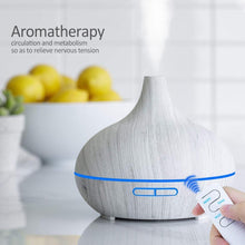 Load image into Gallery viewer, 550ml Aroma Air Humidifier Essential Oil Diffuser  Aromatherapy Electric Ultrasonic cool Mist Maker for Office Home Bedroom Living Room Study Yoga Spa - Wood Grain, 7 Colors LED Light
