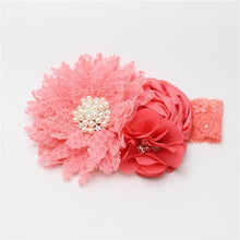 将图片加载到图库查看器，Luxury Modern Handmade Flower Headband Newborn Infant Pearl Flowers With Lace wide Headbands Bebes Hair Accessories Bow
