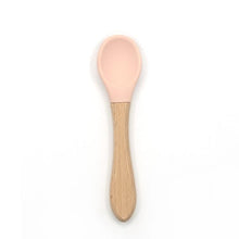 将图片加载到图库查看器，2PCS  Bamboo Training Spoons Organic Soft Baby Feeding Silicone Tip Spoon Scoop Easy Grip Handle Toddlers Infant Gifts For Parents And Baby Boys Or Girls
