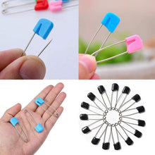 Load image into Gallery viewer, 50Pcs Baby Safety Pins Plastic Head Cloth Diaper Pins Stainless Steel Sewing Safety Pins for Quilting Knitting Stitch Markers Stainless Steel Nappy Pins for Quilting Sewing Locking Safety Pins
