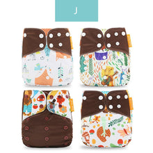 Load image into Gallery viewer, 4PCS/SET Washable Eco-friendly Diaper Ecological Adjustable Nappy Reusable Cloth Diapers Set For Baby and Kids
