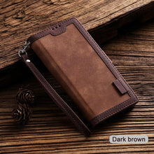将图片加载到图库查看器，Luxury Magnetic Leather Flip Case For iPhone 14 13 12 Mini 11 Pro SE Card Holder Wallet Stand Cover Leather Wallet Flip Case Cover With Card And Cash Slot 360 Full Body Protection
