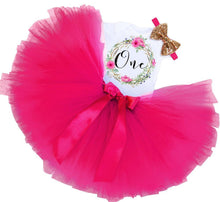 Load image into Gallery viewer, Modern New Baby Girls Outfits for 1st First Birthday Party Romper and Headband 3Pcs Suit For Girls
