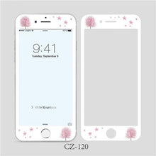 将图片加载到图库查看器，3D Curved Edge Tempered Glass for iPhone 6 6s 7 8 Plus Fashion Flowers Pattern Screen Protector Protective Film Tempered Glass Screen Protector Designed for iPhone
