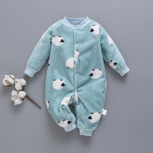 Load image into Gallery viewer, Newborn Baby Clothes Dinosaur Print Baby Boy Romper Warm Infant Soft Fleece Jumpsuit For Winter
