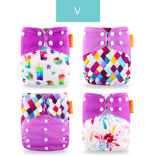 Load image into Gallery viewer, 4pcs/set Washable Eco-Friendly Cloth Diaper Cover Adjustable Nappy Cloth Diapers Cloth Nappy For Baby Boys and Grils Baby
