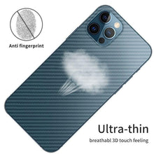 将图片加载到图库查看器，Back Screen Protective Film Carbon Fiber Skin Transparent Screen Guard Sticker Carbon Fiber Transparent Film For iPhone 14 13 12 Mini 11 Pro X XR XS Max SE3 7 8 Plus Phone Back Screen Protector Sticker
