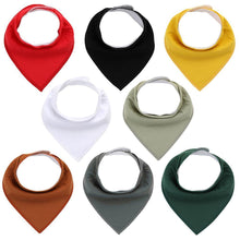 Load image into Gallery viewer, 8PCS/SET Comfortable Colorful 100% Organic Cotton Adjustable Snaps Bandana Saliva Bibs For Baby Boys &amp; Girls Kids
