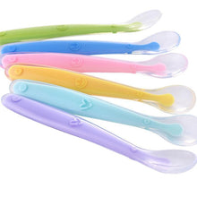 将图片加载到图库查看器，Silicone Baby Soft Soup Spoon Healthy Infant Sucker Candy Color Kitchen Cooking Spoon Rice Spoon Children Dishes Tableware for Kids
