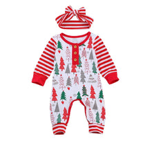 Load image into Gallery viewer, Newborn Baby Girl/Boys Christmas Long Sleeve Round Neck  Tree print Romper for Infant In New Year Design
