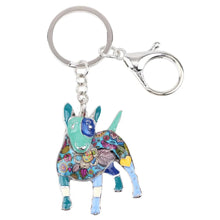 将图片加载到图库查看器，Bonsny Enamel Bull Terrier Key Chain For Women Handbag Pendant Keychain Key Ring Car Accessories 2017 New Charm Jewelry Gifts
