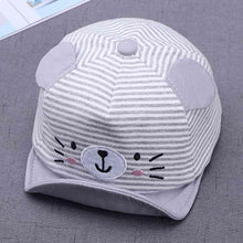 Load image into Gallery viewer, Cartoon Bear Baby Hat Cap Adjustable Baseball Cap Cute Striped Cotton Kids Sun Hat for Baby Boys
