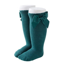 将图片加载到图库查看器，Baby Girls High Long Soft Cotton Lace Big Bow Knee Socks Toddlers Stretchable Material Excellent For Every Occasion

