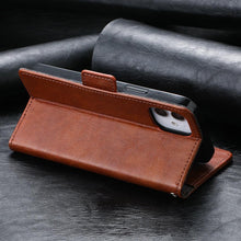 Load image into Gallery viewer, Luxury Leather Case For iPhone 13 11 12 14 Pro Max Mini Wallet Pocket Flip Case Cover Vintage Luxury Genuine Leather Fashion Business Classic Flip Case For Men
