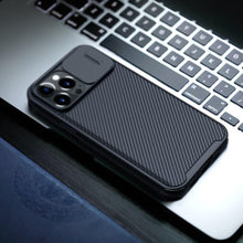 Load image into Gallery viewer, Super Hard Back Soft Shock Absorb Cover for iPhone 13 Pro Max Case Slide Camera Business Black Elegant Back Cover for iPhone 13 Mini 13 Pro Max Case
