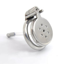 Load image into Gallery viewer, CHASTE BIRD Super Small Stainless Steel Male Cock Penis Trumpet Cage Chastity Device Anti-Off Ring Urethral Catheter V4 Lock

