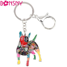 将图片加载到图库查看器，Bonsny Enamel Bull Terrier Key Chain For Women Handbag Pendant Keychain Key Ring Car Accessories 2017 New Charm Jewelry Gifts
