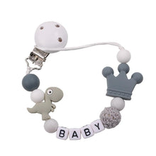 Load image into Gallery viewer, Lemon Comeon Baby's NamePacifier Clips Holder Dinosaur Silicone Beads Teething Chain for Baby
