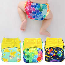 Load image into Gallery viewer, Colorful Modern Baby Cloth Diaper Bamboo Charcoal Nappy All-in-one Diapers sewn 3 Layers Micro fleece Insert Inside Reusable Diaper For Baby and Kids For Unlimited Use
