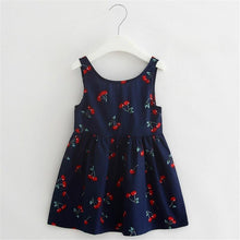 将图片加载到图库查看器，Luxury Modern Summer Girl Dress Children Kids Cherry Dress V-Back Dress Baby Cotton Kids Vest halter dress For Girls
