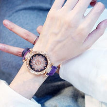 将图片加载到图库查看器，Women Elegant Popular Watch Set Starry Sky Ladies Bracelet Watch Casual Leather Sports Quartz Wristwatch For Women and Girls
