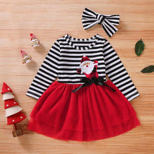 将图片加载到图库查看器，Newborn Baby Girls Long Sleeve Christmas Santa Striped  Skirt Dress Outfits Unique Design
