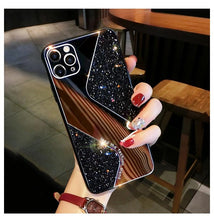 将图片加载到图库查看器，Women Luxurious Glitter Makeup Mirror Phone Case For iPhone 12 11 Pro MAX X XS XR 8 7 Plus Luxury Silicone Shockproof Cover Fixed Non Moving Sparkling Shining Glitter Stars Soft Silicone Case
