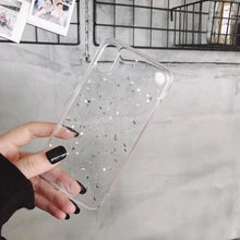 将图片加载到图库查看器，Women Glitter Phone Case For Iphone 8 7 Plus 6 6s Star Clear Soft Cover For Iphone 12 11 Pro X Xr Xs Max Starry Night Non Moving Sparkling Shining Glitter Soft Silicone Case
