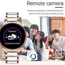 将图片加载到图库查看器，New Ceramic Smart Sport Fitness Watch For Women With Heart Rate Blood Pressure Monitor For Android and  IOS Sistems Sport Multifunctional Steel Belt Smartwatch
