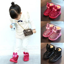 将图片加载到图库查看器，Warm Kids Snow Boots For Children New Toddler Winter Princess Cartoon Shoes Non-slip Flat Round Toe Girls Baby Lovely Boots
