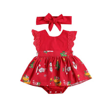 Load image into Gallery viewer, 0-24M Baby Girls Romper Dress Lace Short Sleeve Cartoon Print Jumpsuits Headband Unique Design
