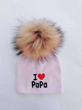 将图片加载到图库查看器，Newborn Cotton Hats Baby Pom Pom Childre Infant Hats For BabY Boys and Girls Wth Printed "I love mama " and " Design
