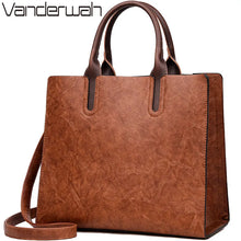 Load image into Gallery viewer, NEW Vintage OIL SKIN Leather Big Casual Tote women bags High Quality Women's Handbags Shoulder Crossbody Bag Messenger Bags sac
