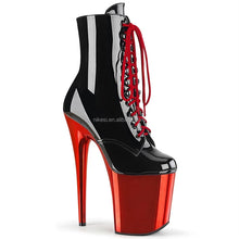 将图片加载到图库查看器，8"20cm Super High Heel Waterproof Platform Dance Shoes Front Lace-up Head Ankle Boots Low Leg Winter Autumn Steel Pipe Plastic

