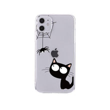 将图片加载到图库查看器，Cute Cartoons Black Cat Transparent Phone Cover For Iphone 14 14promax 14plus 13promax 13 12 11 Shockproof Clear Phone Case Adorable Soft Girls Print Cat Design Clear Cute Flexible Silicone Phone Case
