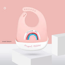 将图片加载到图库查看器，Cute Cartoon Print Baby Bibs Waterproof Soft Silicone Baby Feeding Stuff Dinosaur Pattern Bib For Kids
