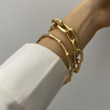 Load image into Gallery viewer, Luxury Modern New Gold Color Metal Chain Link Creative Bamboo Bracelet Bangle 2020 New Fashion Punk Bangle Bracelet Women Set
