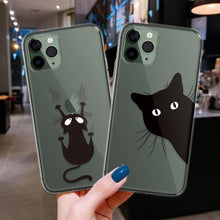 Load image into Gallery viewer, Cute Black Cats Animal Pattern Clear Phone Case For Iphone 11 13 12 Pro Max 7 8 Plus Se 2020 Silicone Protective Design Flexible Slim Soft Transparent Cover
