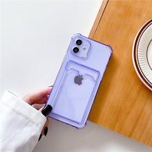 Load image into Gallery viewer, Transparent Wallet Case For iPhone 14 13 12 Pro Max Mini  Shockproof Cover with Card Slots Pockets Slim Fit Thin Protective Soft Shock-Absorbing Lightweight Wallet Case
