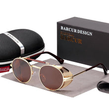 将图片加载到图库查看器，Luxury Round Metal Polarized Steampunk Round Sunglasses Retro sun glasses Glasses Vintage Style For Men and Women With UV400 Protection
