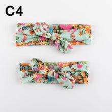 Load image into Gallery viewer, Modern  Mother &amp; Baby Headbands Kids Girl Bow With Rabbit ear Print Floral Hair Bands Parent-Child Hair Accessories
