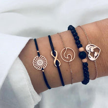 Load image into Gallery viewer, Fashion Bohemia Leaf Round Knot Cuff Bangle Gold Chain Charm Bracelet  for Women Simple Geometric Bracelets Luxury Jewelry
