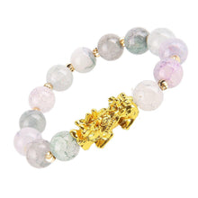 将图片加载到图库查看器，Obsidian Stone Beads Bracelet For Men and Women Unisex Wristband Gold Black Pixiu Wealth and Good Luck Bracelet Design
