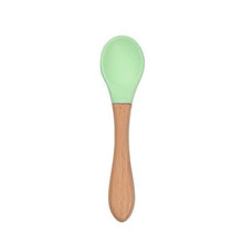 将图片加载到图库查看器，2PCS  Bamboo Training Spoons Organic Soft Baby Feeding Silicone Tip Spoon Scoop Easy Grip Handle Toddlers Infant Gifts For Parents And Baby Boys Or Girls
