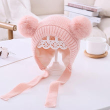 Load image into Gallery viewer, Handmade Modern Trend Winter  Christmas Knitted Baby Hat Cute Double Pompom Infant Baby Boy Girl Cap Ear Protection Hats Kids Children Cap
